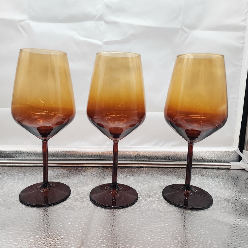 RAKLE Refined Wine Glass-Made in Turkey-Amber-Set of 3
